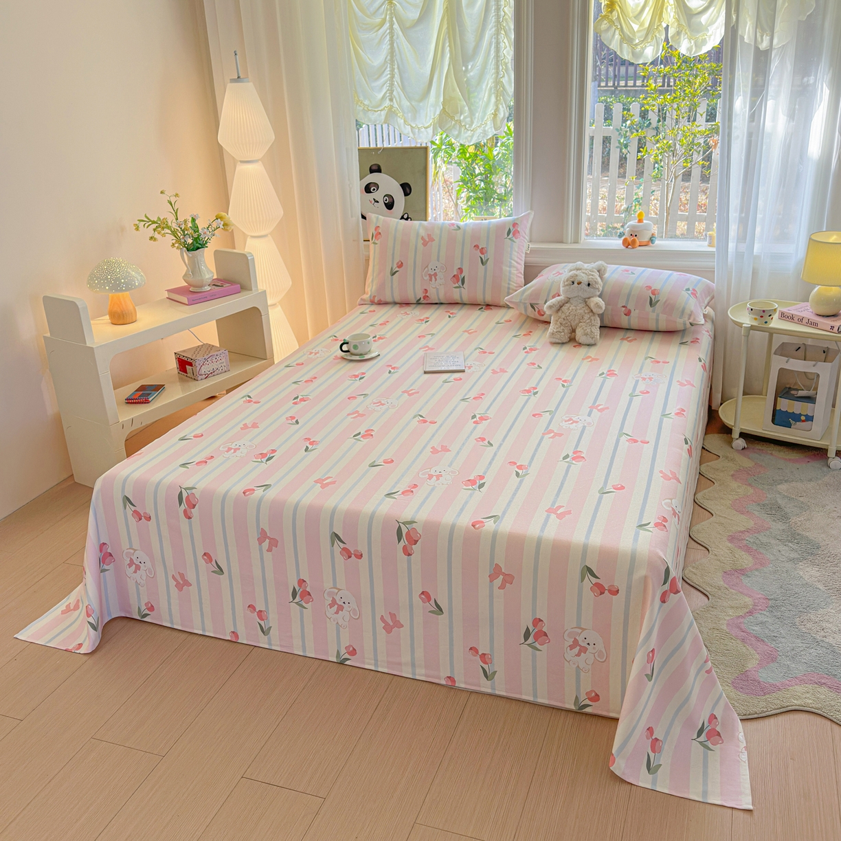 91家纺网 家纺一手货源 找家纺 莱登卡奴 2026新款A类100%全棉纯棉老粗布单床单系列 冰淇淋