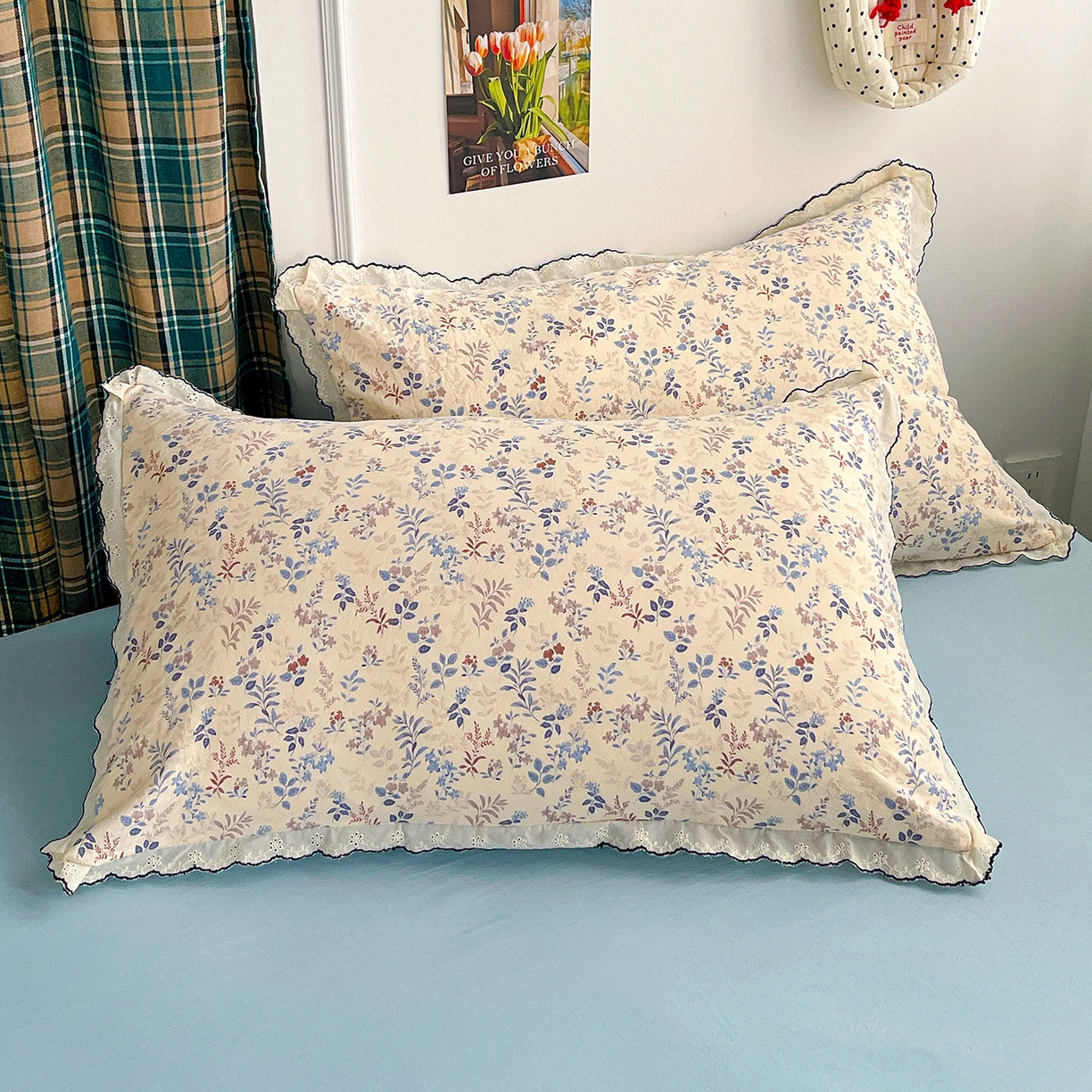 91家纺网 家纺一手货源 找家纺 金梦拉家纺 2026春夏新款古法水洗棉花边系列四件套 花边-兰茵