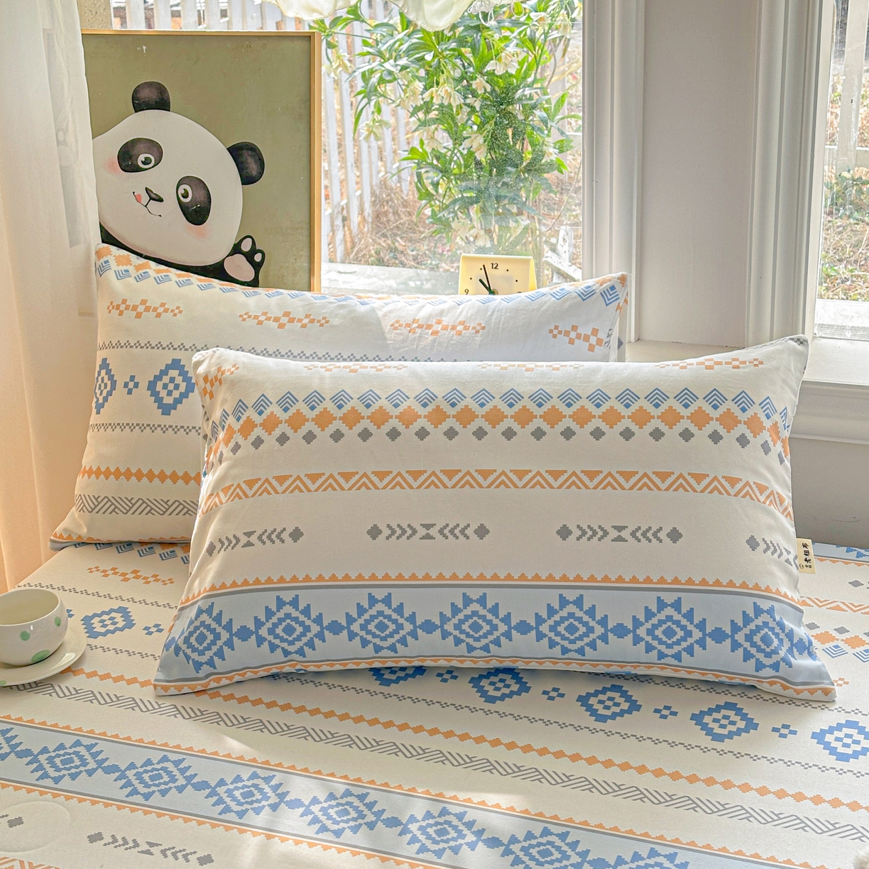 91家纺网 家纺一手货源 找家纺 莱登卡奴 2026新款A类100%全棉纯棉老粗布单床单系列 花田初夏蓝