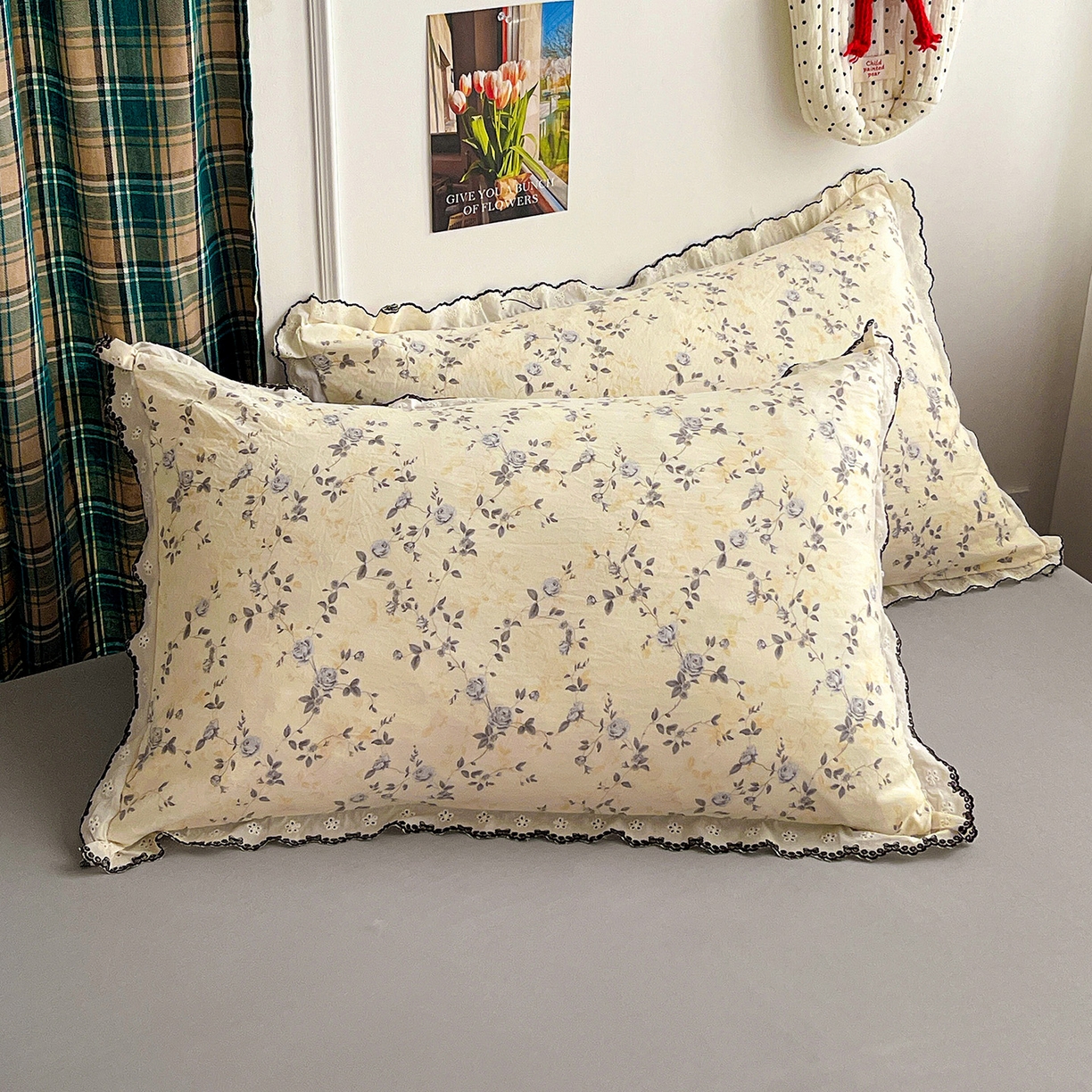 91家纺网 家纺一手货源 找家纺 金梦拉家纺 2026春夏新款古法水洗棉花边系列四件套 花边-恋栀