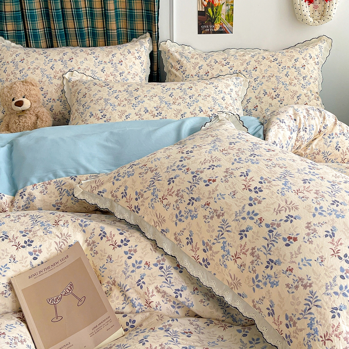 91家纺网 家纺一手货源 找家纺 金梦拉家纺 2026春夏新款古法水洗棉花边系列四件套 花边-兰茵