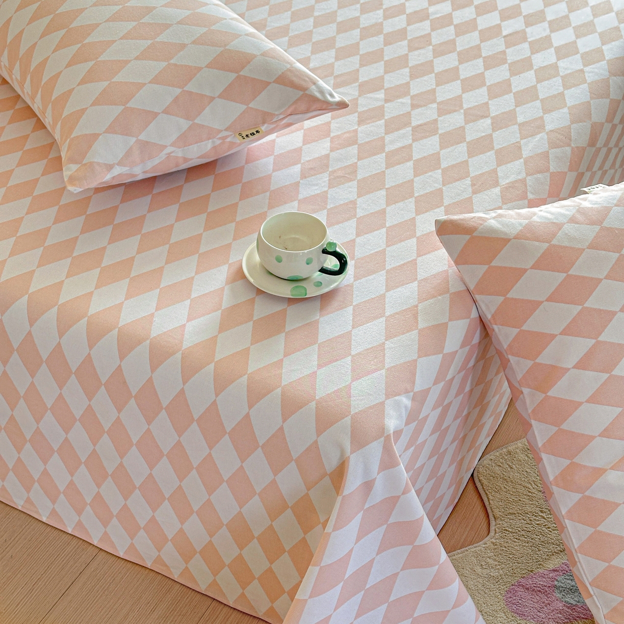 91家纺网 家纺一手货源 找家纺 莱登卡奴 2026新款A类100%全棉纯棉老粗布单床单系列 菱格米