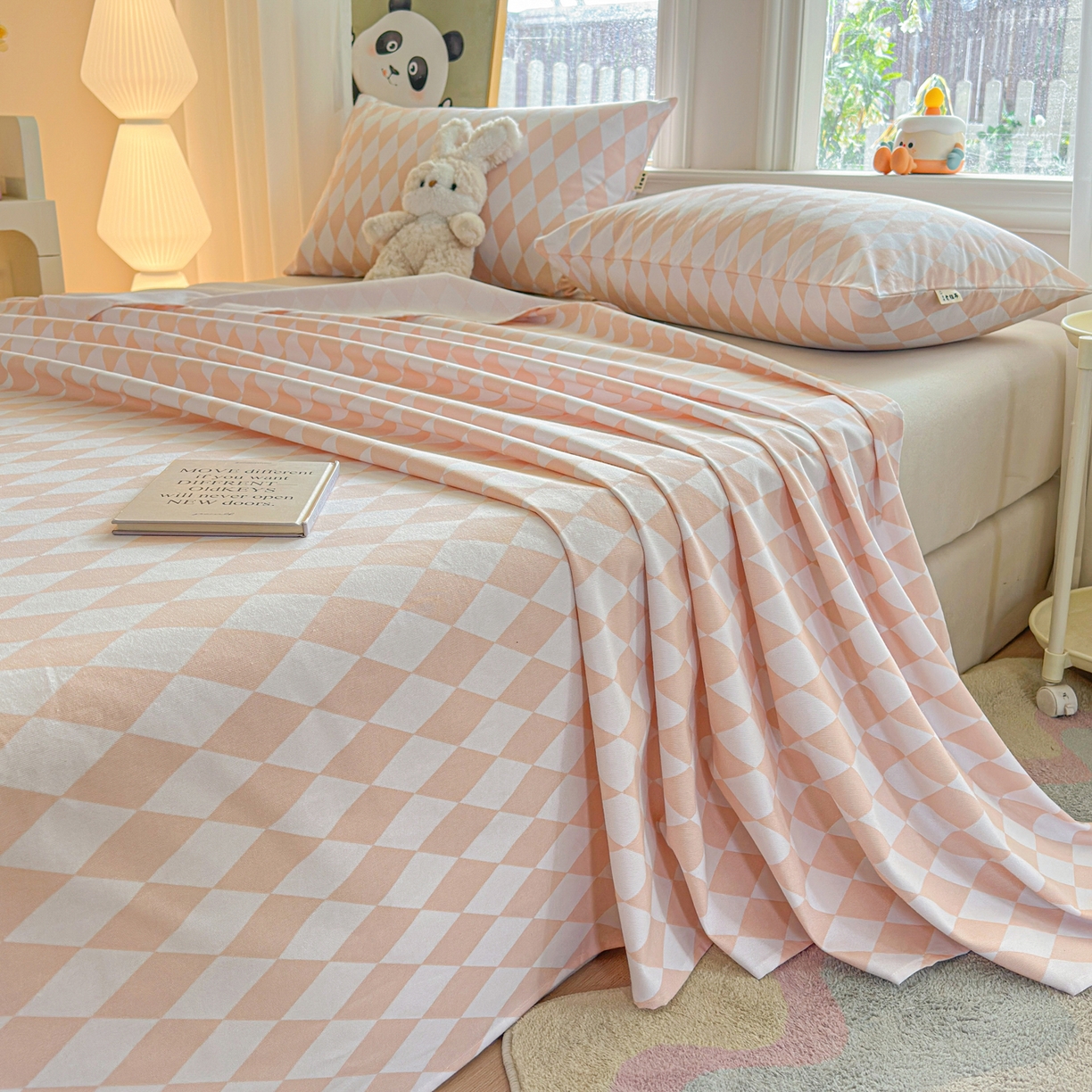 91家纺网 家纺一手货源 找家纺 莱登卡奴 2026新款A类100%全棉纯棉老粗布单床单系列 菱格米