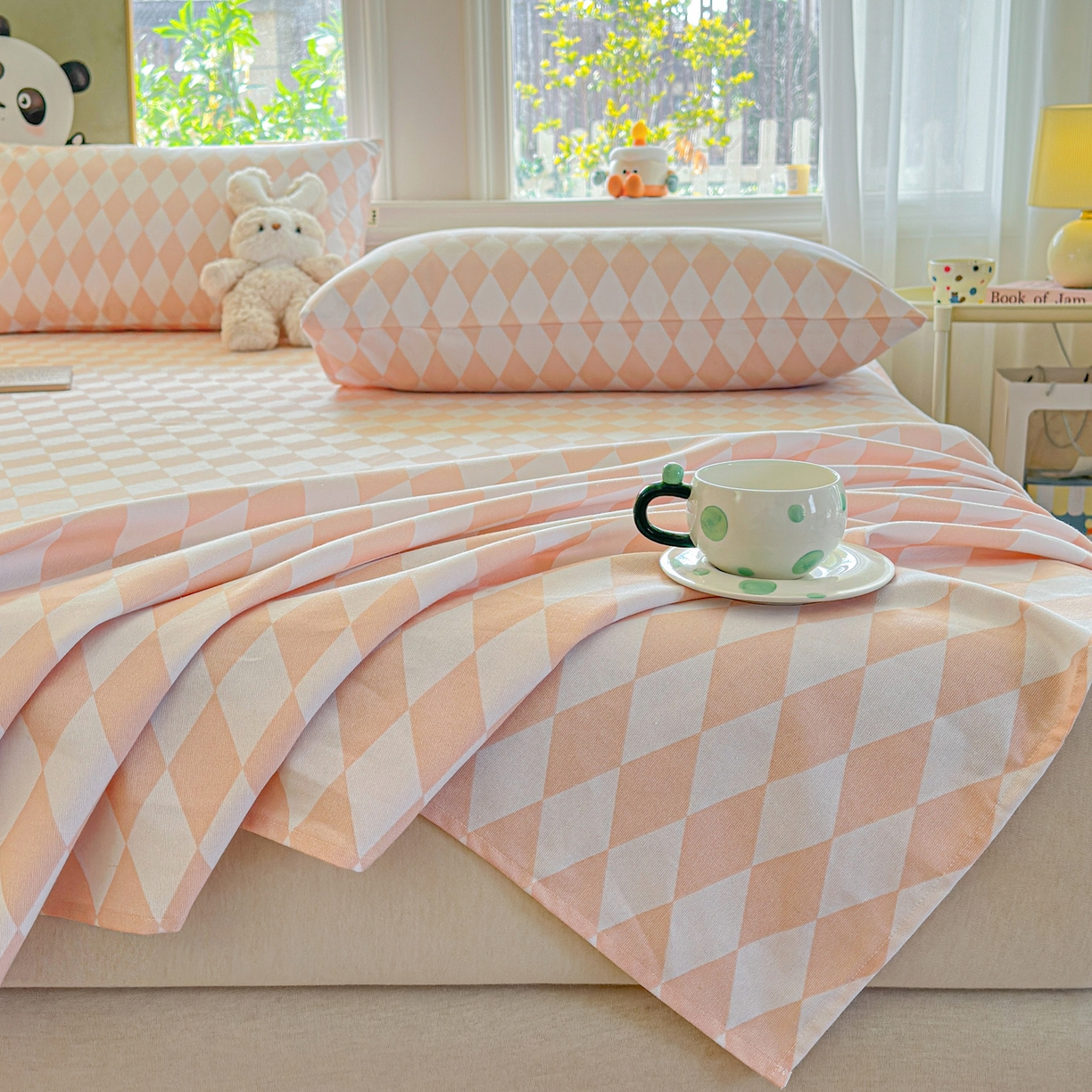 91家纺网 家纺一手货源 找家纺 莱登卡奴 2026新款A类100%全棉纯棉老粗布单床单系列 菱格米