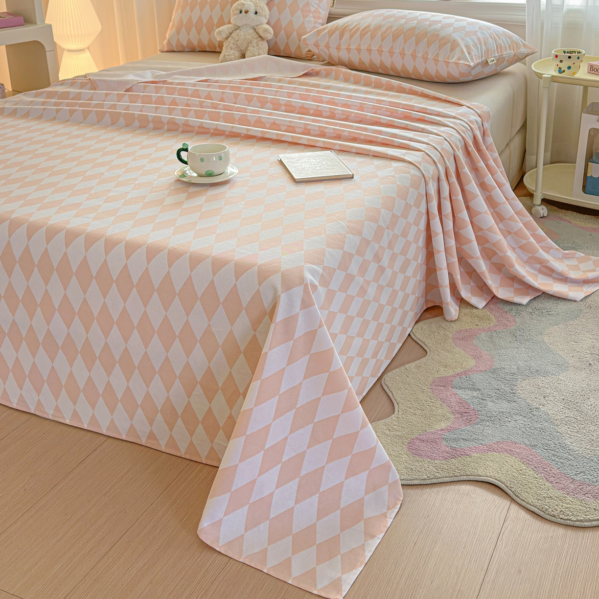 91家纺网 家纺一手货源 找家纺 莱登卡奴 2026新款A类100%全棉纯棉老粗布单床单系列 菱格米