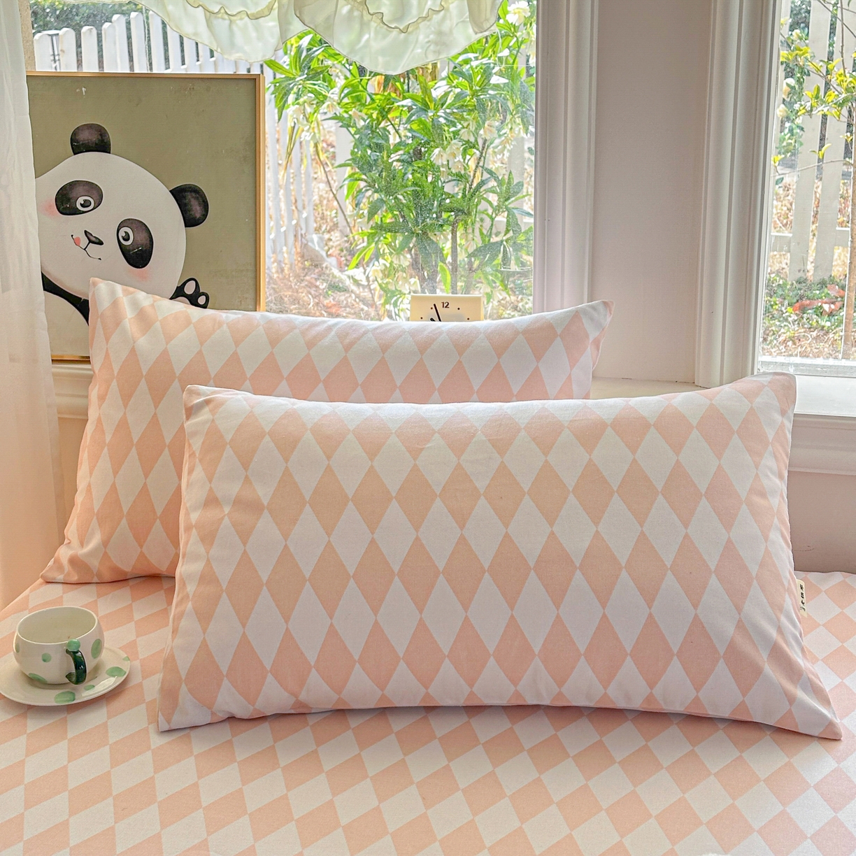 91家纺网 家纺一手货源 找家纺 莱登卡奴 2026新款A类100%全棉纯棉老粗布单床单系列 菱格米