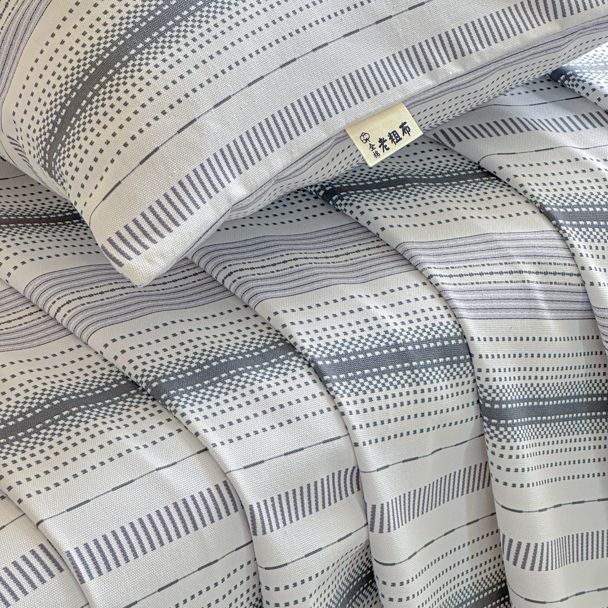 91家纺网 家纺一手货源 找家纺 莱登卡奴 2026新款A类100%全棉纯棉老粗布单床单系列 莫奈灰