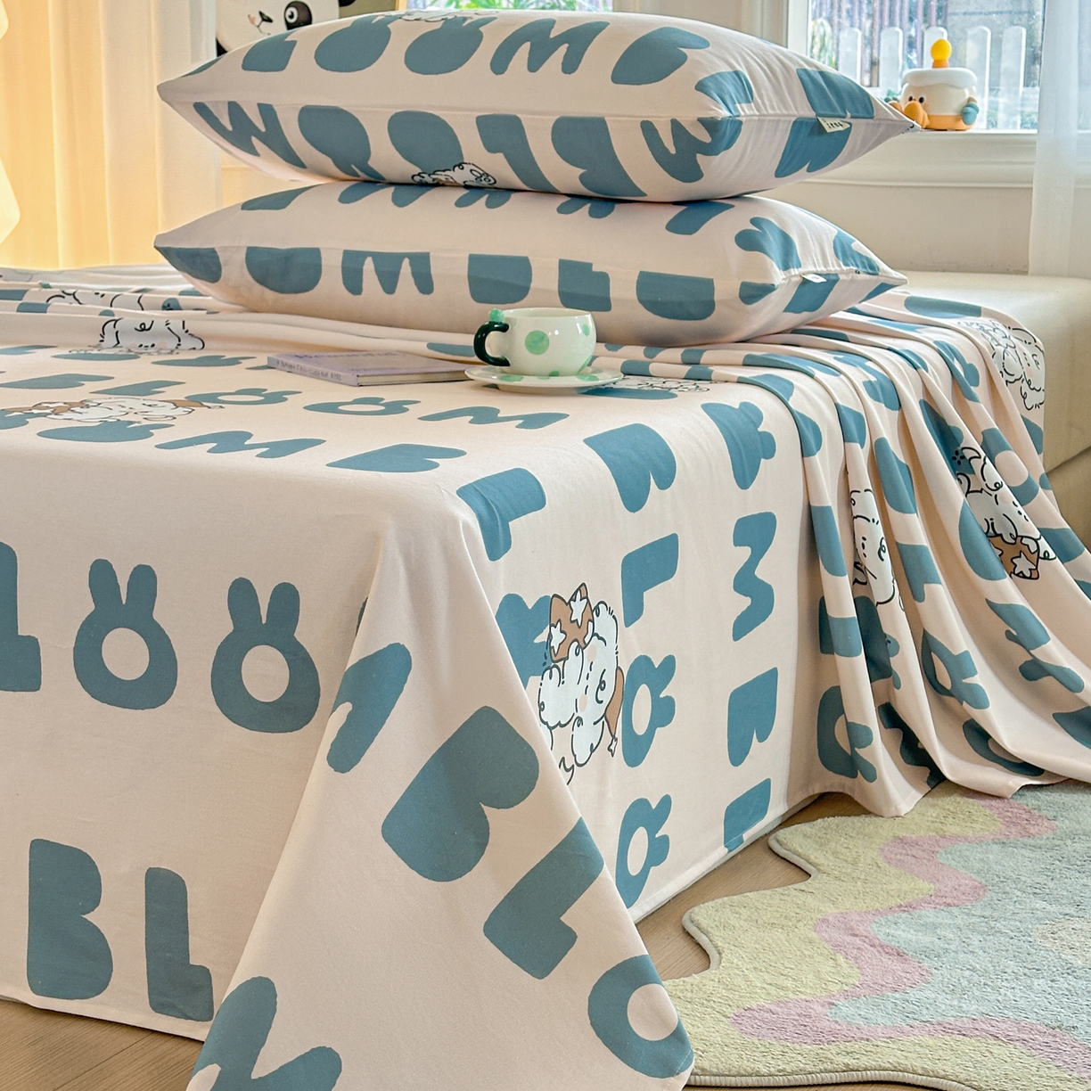 91家纺网 家纺一手货源 找家纺 莱登卡奴 2026新款A类100%全棉纯棉老粗布单床单系列 泡芙兰