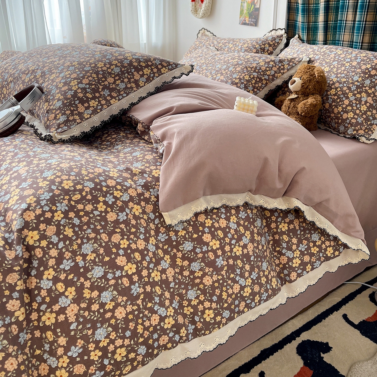 91家纺网 家纺一手货源 找家纺 （总）金梦拉家纺 2026春夏新款古法水洗棉花边系列四件套