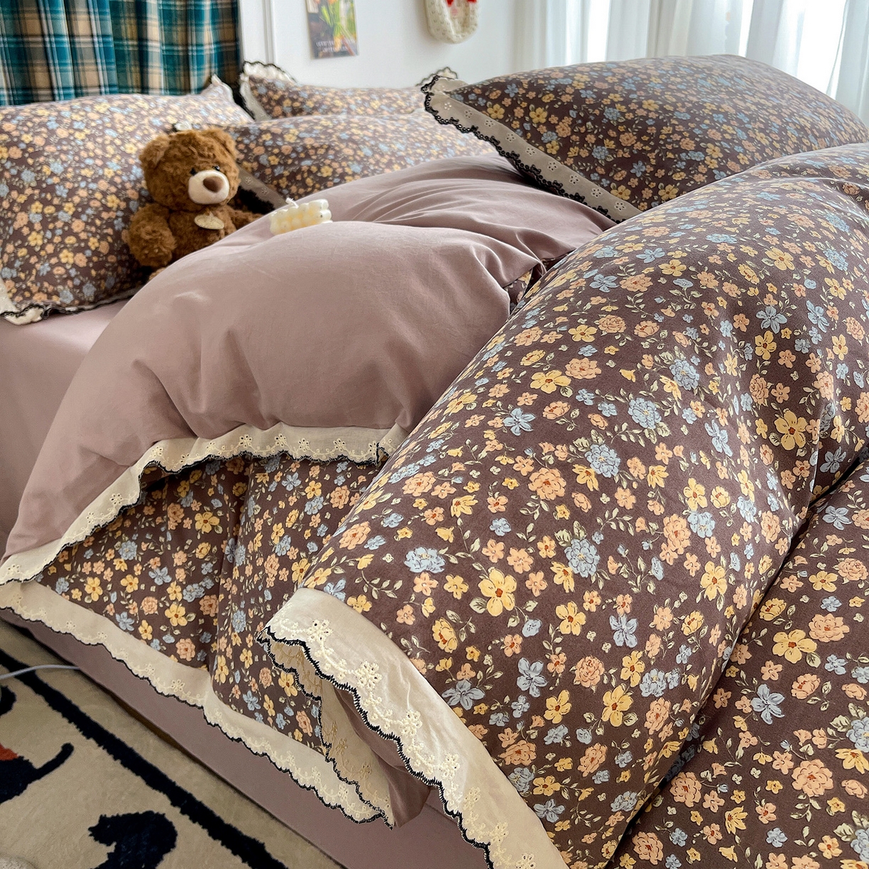 91家纺网 家纺一手货源 找家纺 （总）金梦拉家纺 2026春夏新款古法水洗棉花边系列四件套