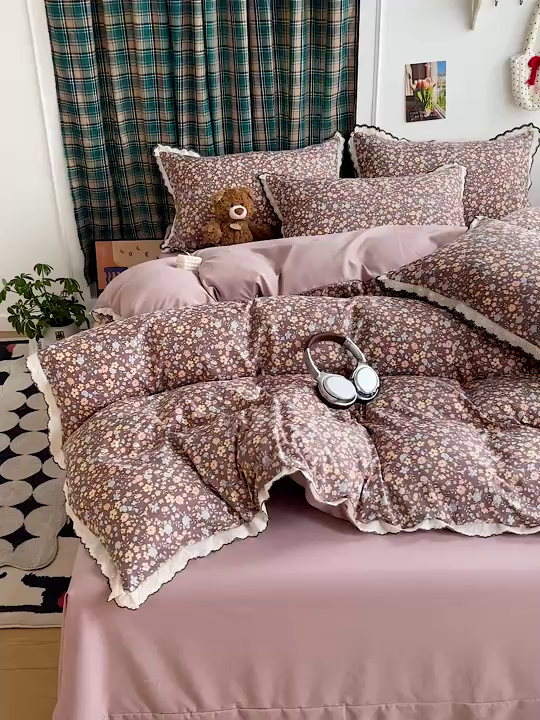 91家纺网 家纺一手货源 找家纺 （总）金梦拉家纺 2026春夏新款古法水洗棉花边系列四件套