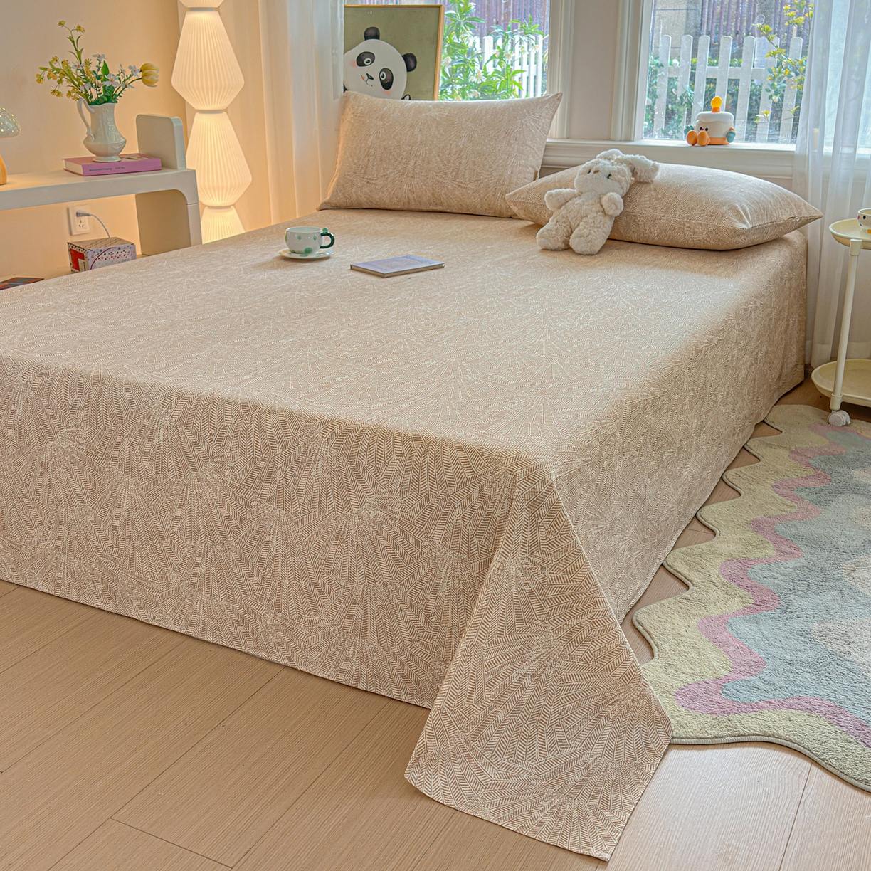 91家纺网 家纺一手货源 找家纺 莱登卡奴 2026新款A类100%全棉纯棉老粗布单床单系列 云初