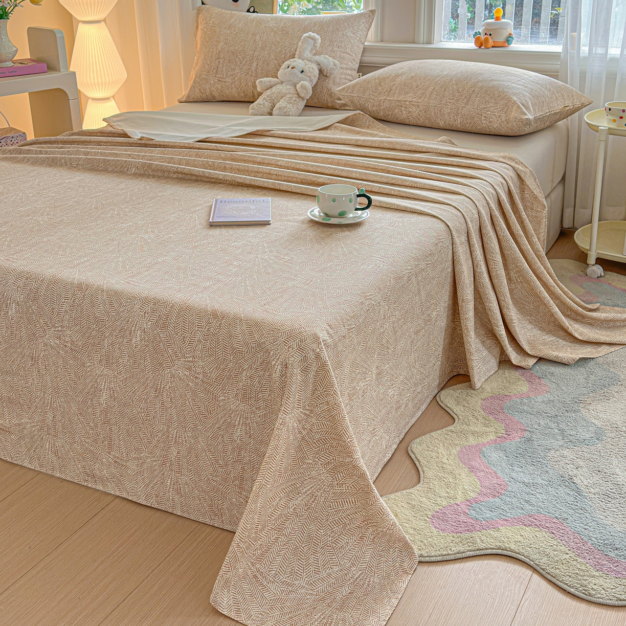 91家纺网 家纺一手货源 找家纺 莱登卡奴 2026新款A类100%全棉纯棉老粗布单床单系列 云初