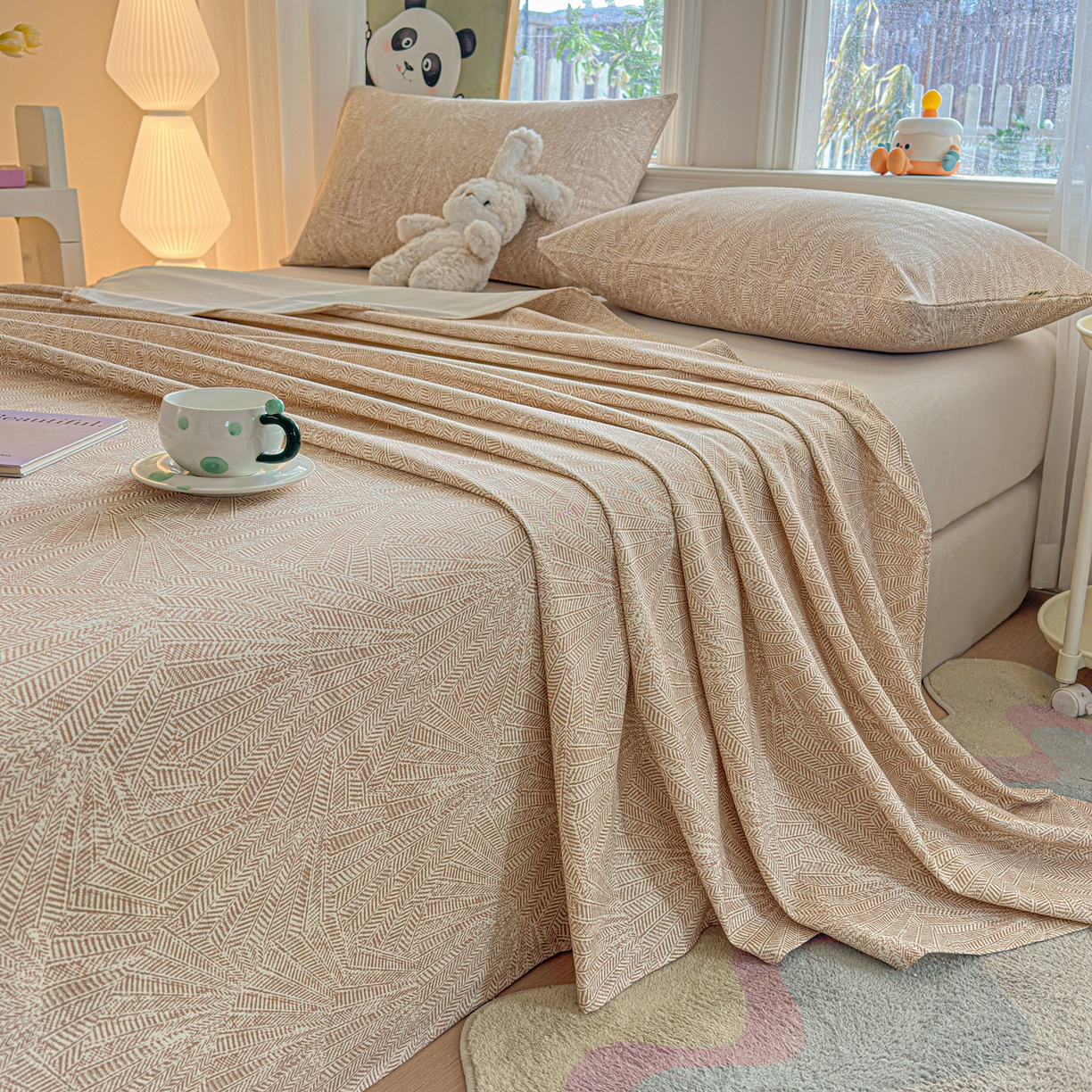 91家纺网 家纺一手货源 找家纺 莱登卡奴 2026新款A类100%全棉纯棉老粗布单床单系列 云初