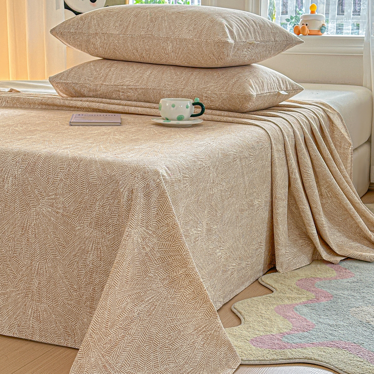 91家纺网 家纺一手货源 找家纺 莱登卡奴 2026新款A类100%全棉纯棉老粗布单床单系列 云初