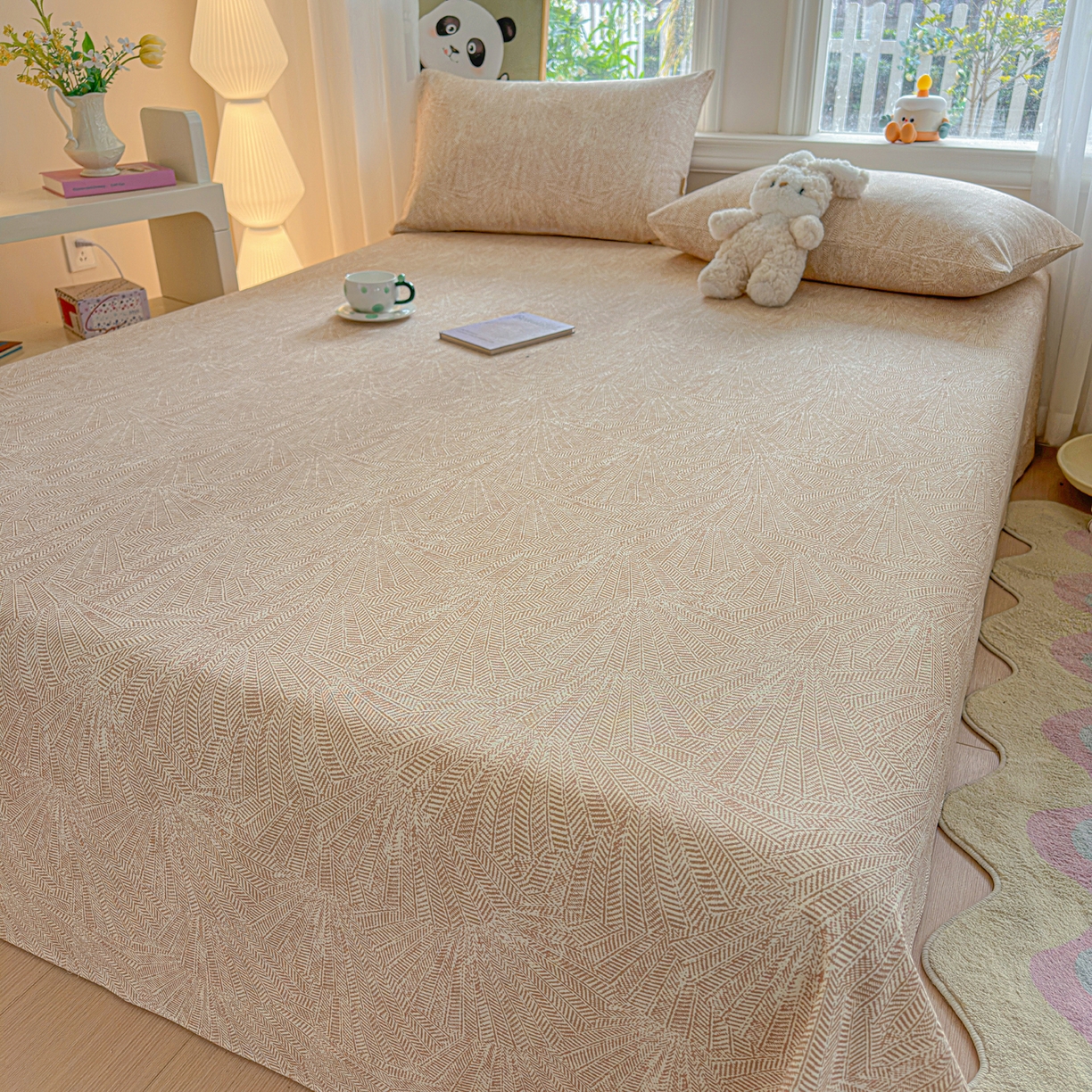 91家纺网 家纺一手货源 找家纺 莱登卡奴 2026新款A类100%全棉纯棉老粗布单床单系列 云初