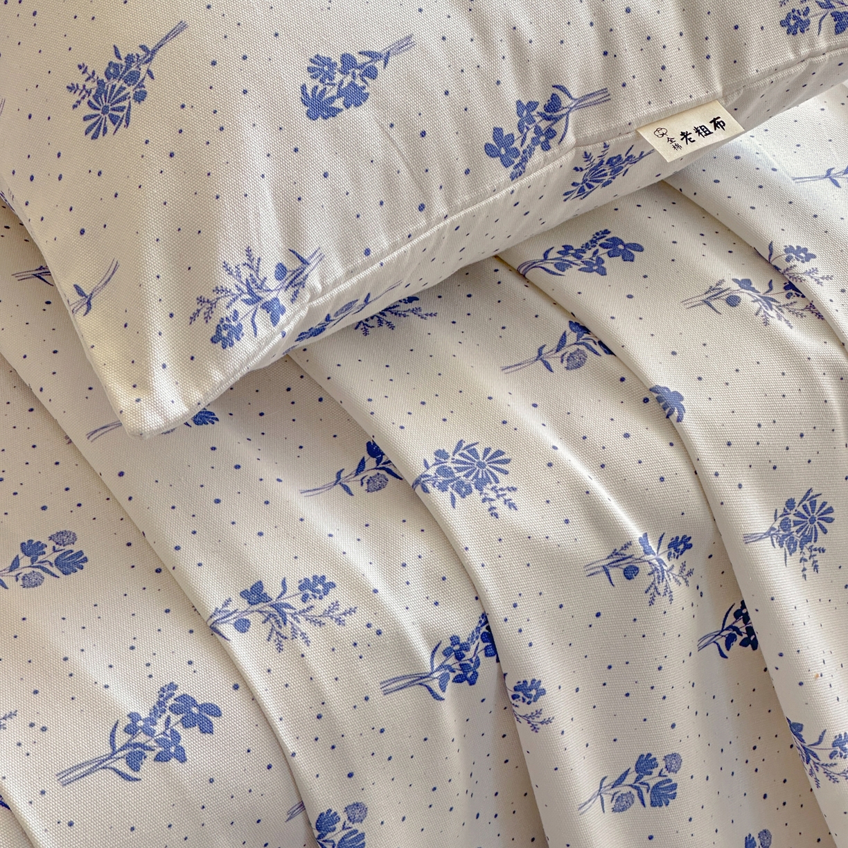 91家纺网 家纺一手货源 找家纺 莱登卡奴 2026新款A类100%全棉纯棉老粗布单床单系列 枝叶