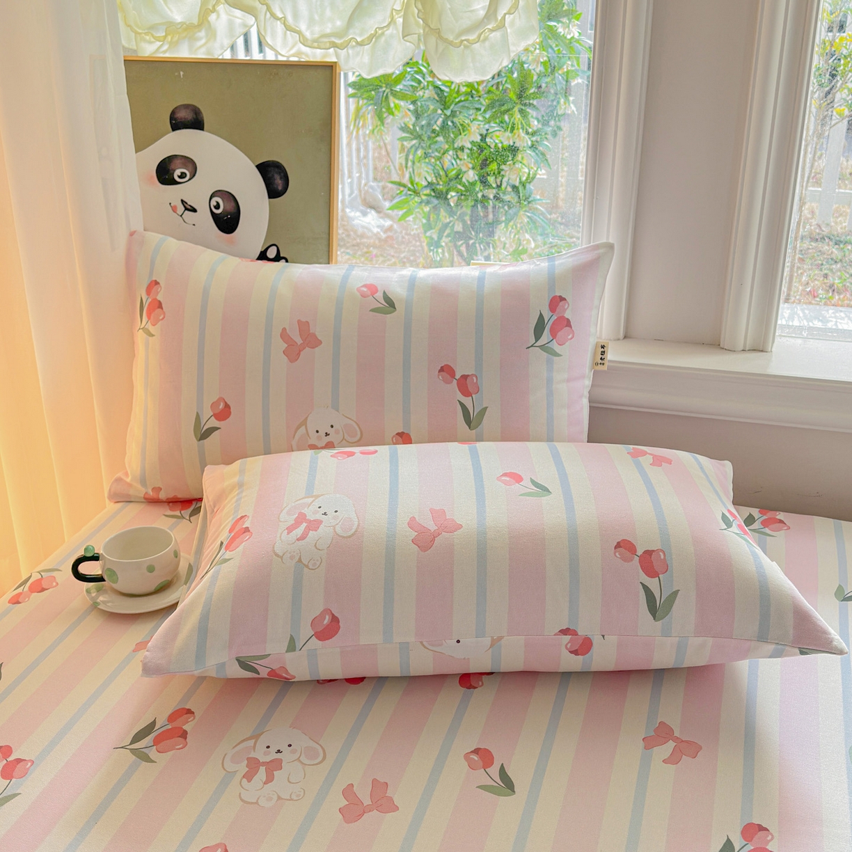 91家纺网 家纺一手货源 找家纺 莱登卡奴 2026新款A类100%全棉纯棉老粗布单床笠系列 冰淇淋