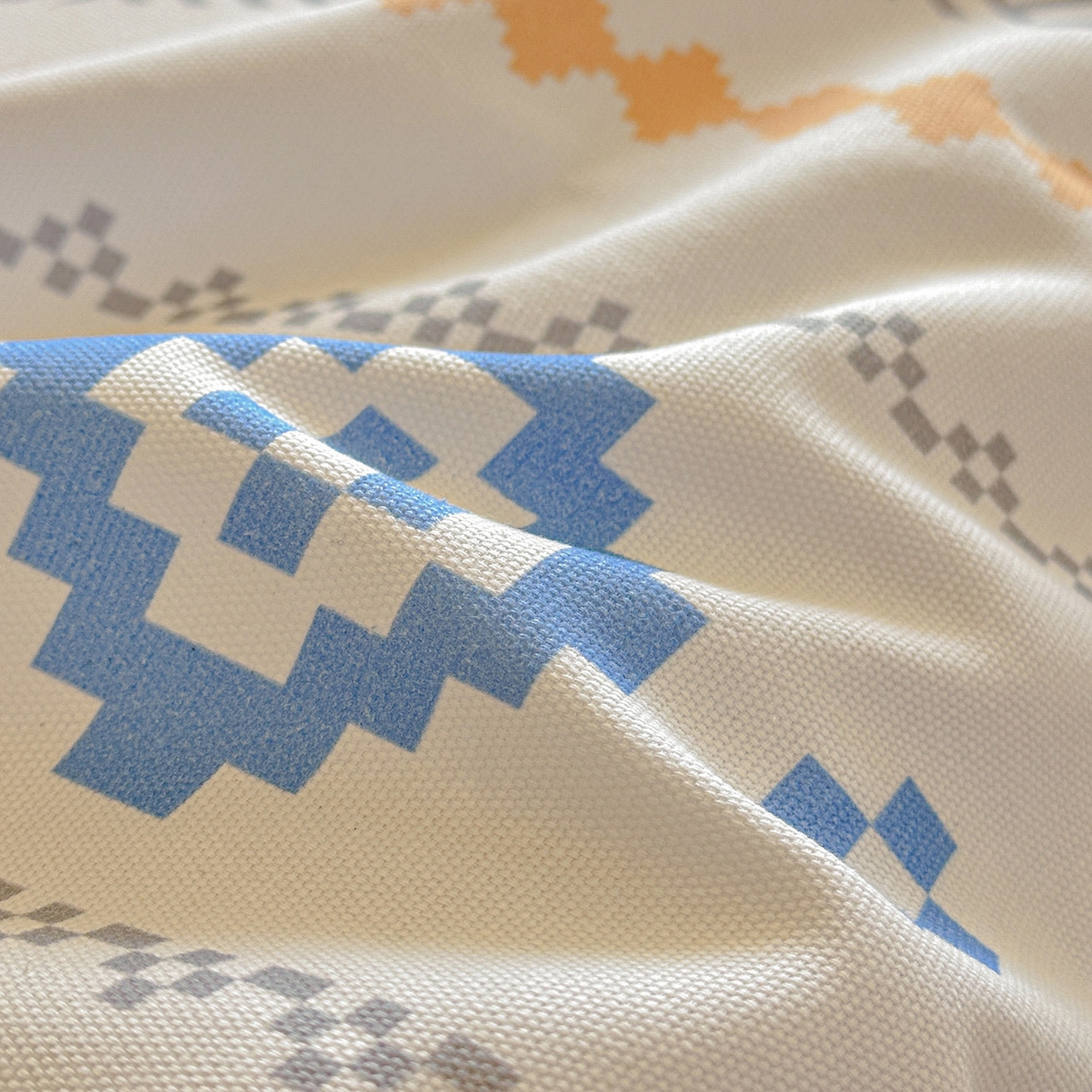 91家纺网 家纺一手货源 找家纺 莱登卡奴 2026新款A类100%全棉纯棉老粗布单床笠系列 花田初夏蓝