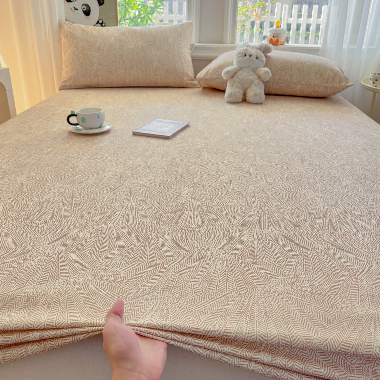 91家纺网 家纺一手货源 找家纺 莱登卡奴 2026新款A类100%全棉纯棉老粗布单床笠系列 云初