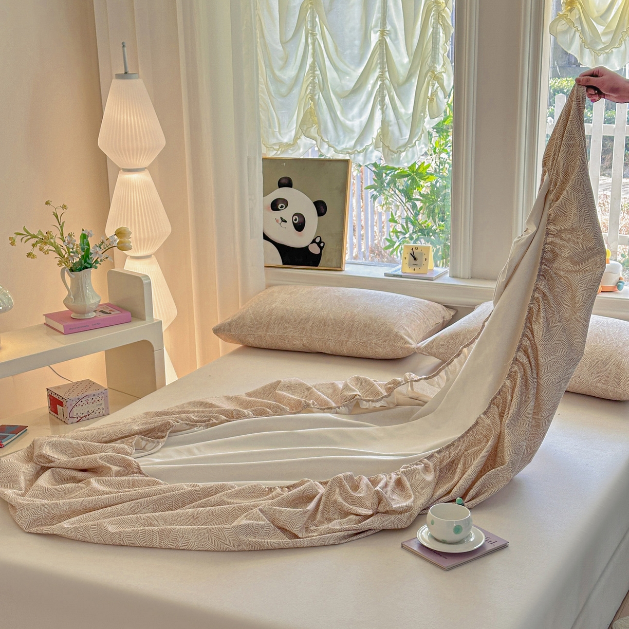 91家纺网 家纺一手货源 找家纺 莱登卡奴 2026新款A类100%全棉纯棉老粗布单床笠系列 云初