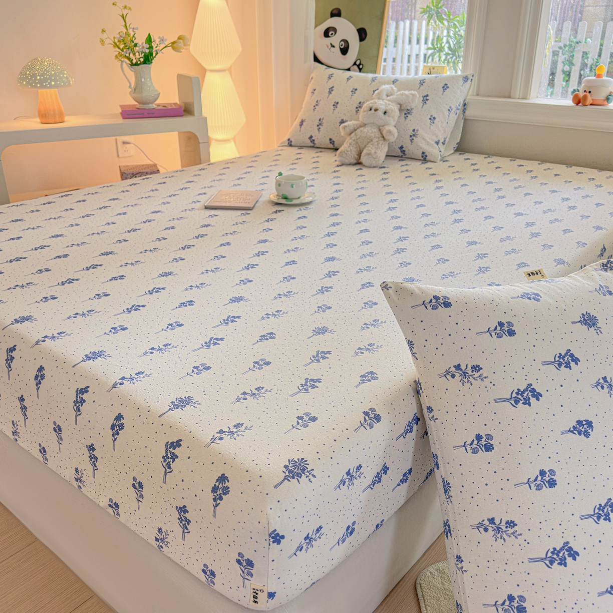 91家纺网 家纺一手货源 找家纺 莱登卡奴 2026新款A类100%全棉纯棉老粗布单床笠系列 枝叶