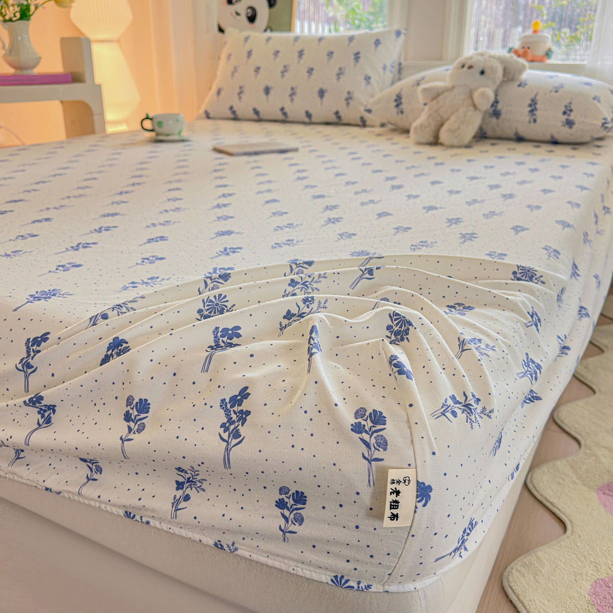 91家纺网 家纺一手货源 找家纺 莱登卡奴 2026新款A类100%全棉纯棉老粗布单床笠系列 枝叶