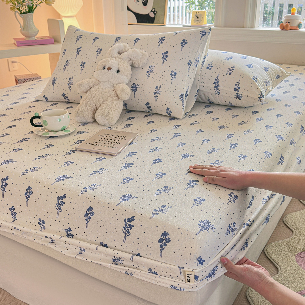 91家纺网 家纺一手货源 找家纺 莱登卡奴 2026新款A类100%全棉纯棉老粗布单床笠系列 枝叶