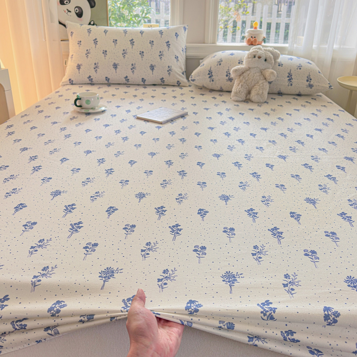 91家纺网 家纺一手货源 找家纺 莱登卡奴 2026新款A类100%全棉纯棉老粗布单床笠系列 枝叶