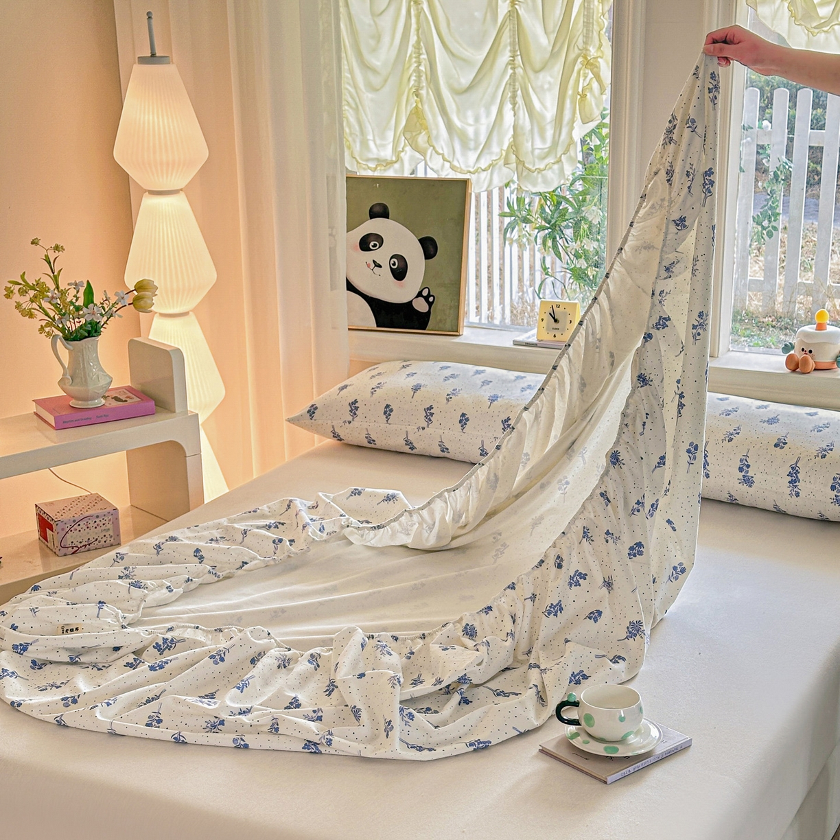 91家纺网 家纺一手货源 找家纺 莱登卡奴 2026新款A类100%全棉纯棉老粗布单床笠系列 枝叶