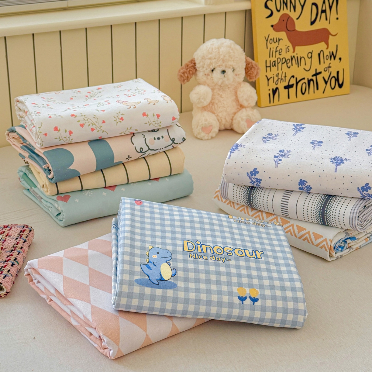 91家纺网 家纺一手货源 找家纺 莱登卡奴 2026新款A类100%全棉纯棉老粗布单床笠系列 组合图 仅供参考