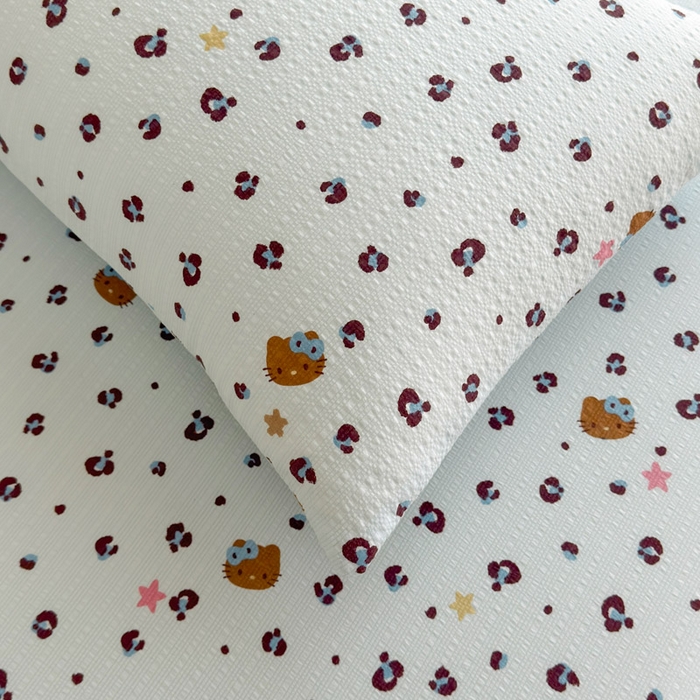 91家纺网 家纺一手货源 找家纺 贝扬思家纺 2026新款高克重泡芙纱印花款单床笠床笠单件-浅糯 CL浅糯-豹纹咪星蓝