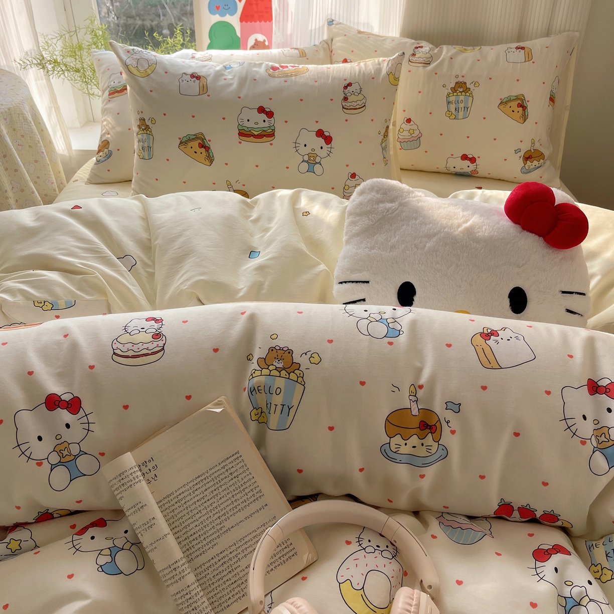 91家纺网 家纺一手货源 找家纺 六巷胡同 2026新款INS减龄可爱风卡通全棉四件套（第二系列） 爱心汉堡喵