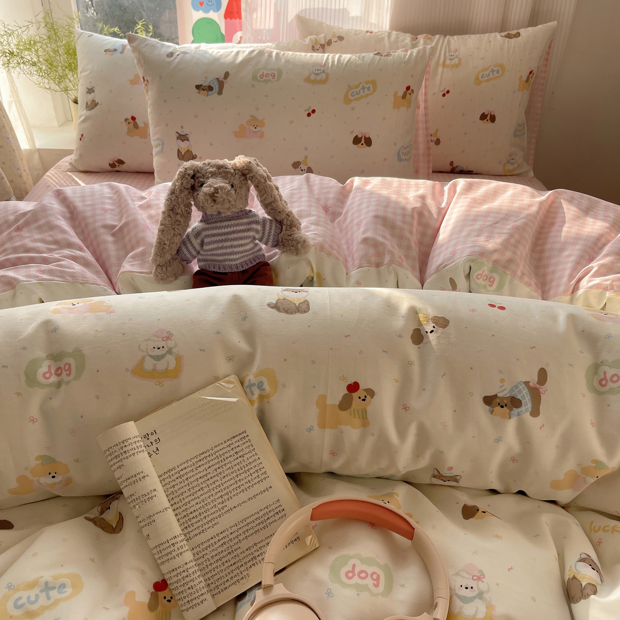 91家纺网 家纺一手货源 找家纺 六巷胡同 2026新款INS减龄可爱风卡通全棉四件套（第二系列） 汪星人派对