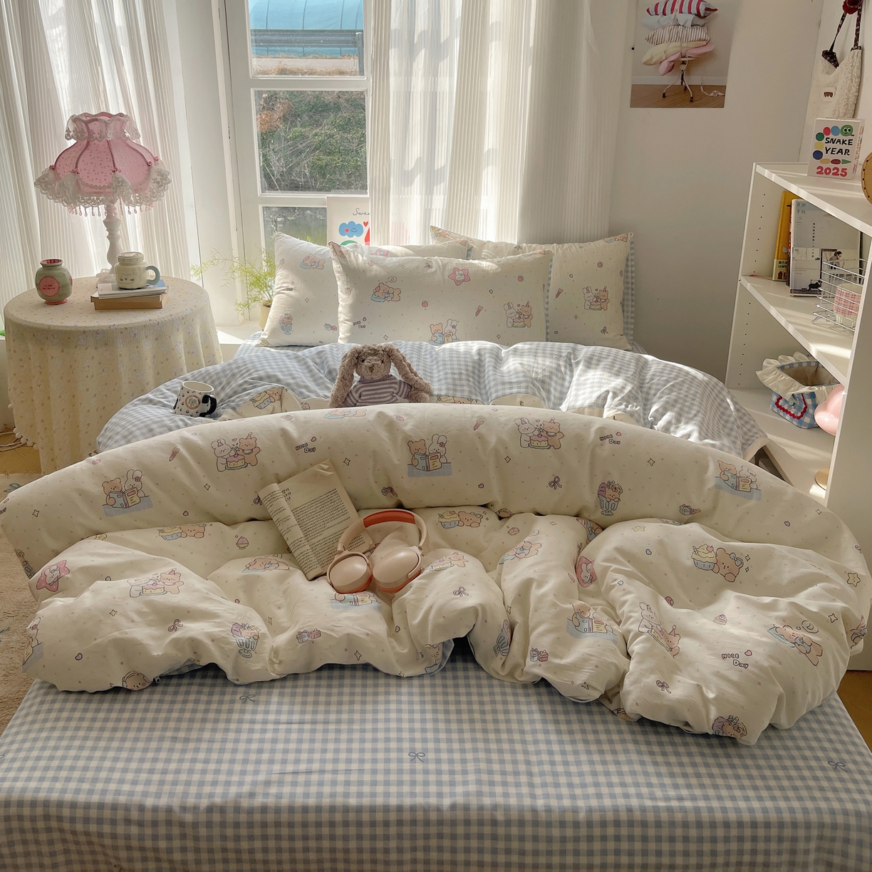 91家纺网 家纺一手货源 找家纺 六巷胡同 2026新款INS减龄可爱风卡通全棉四件套（第二系列） 小熊周末集