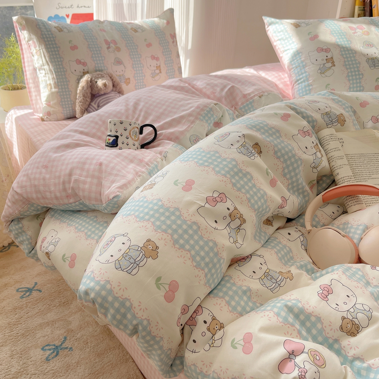 六巷胡同 2026新款INS减龄可爱风卡通全棉四件套（第二系列） 萝莉樱桃猫
