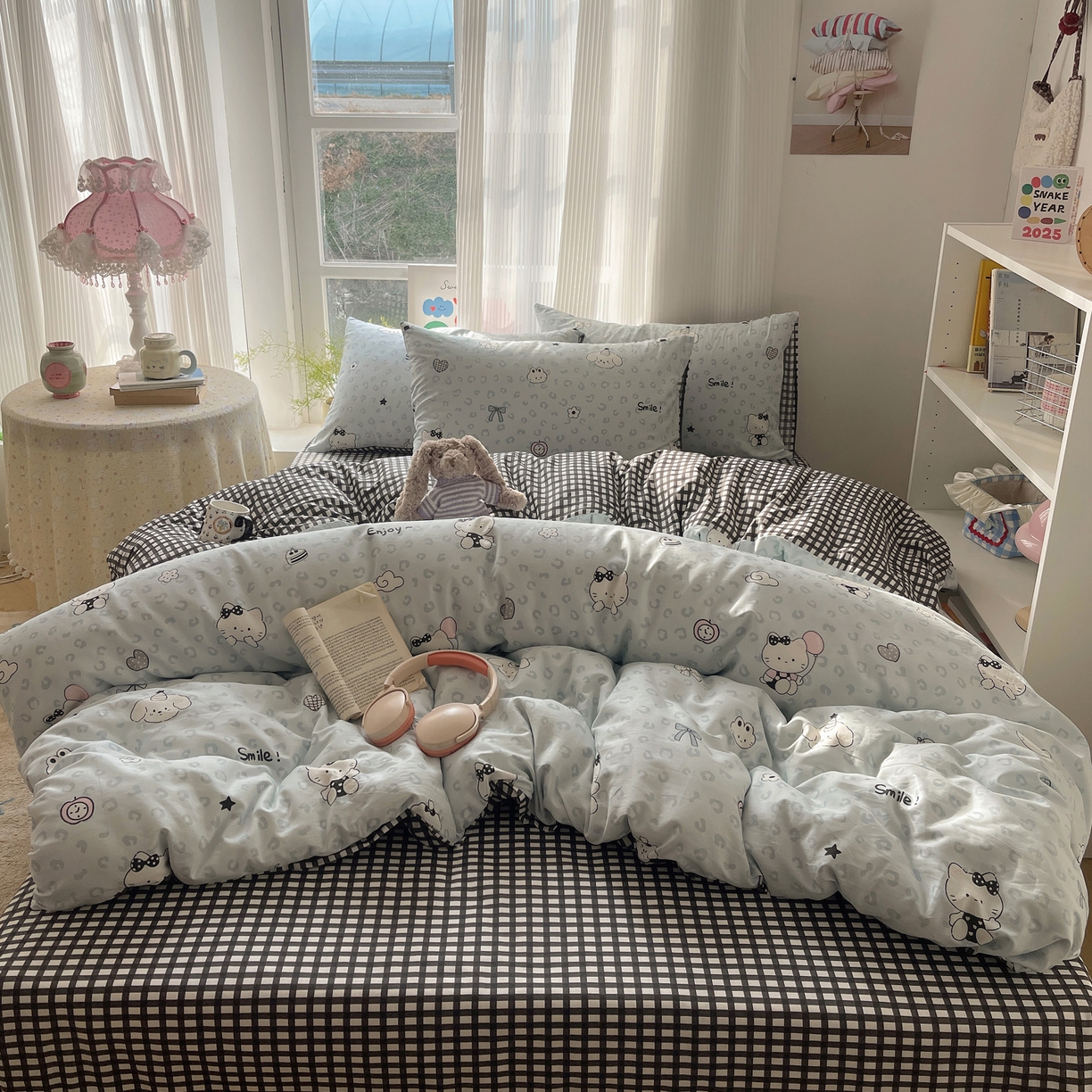 91家纺网 家纺一手货源 找家纺 六巷胡同 2026新款INS减龄可爱风卡通全棉四件套（第二系列） 海盐豹纹猫