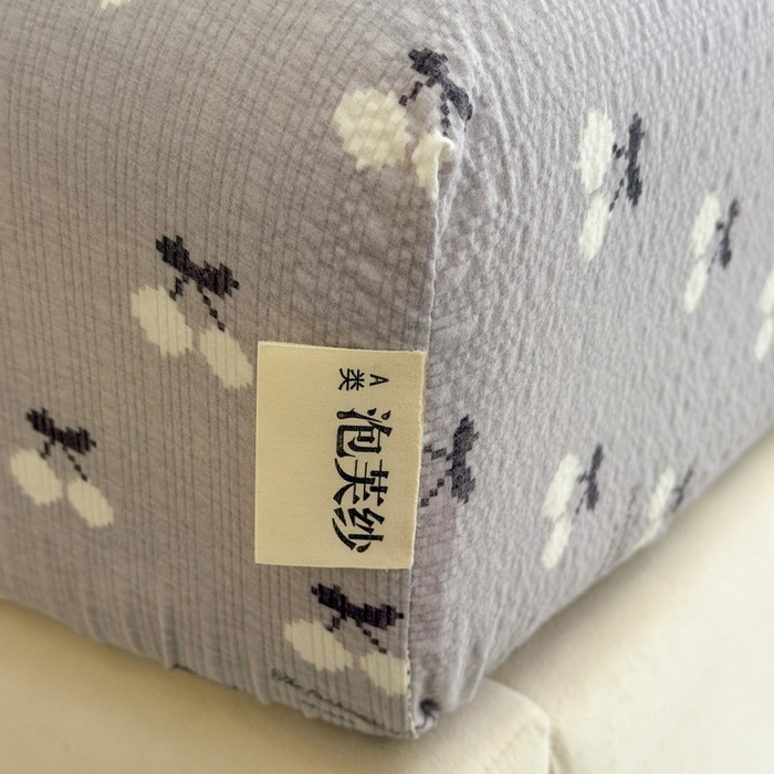 91家纺网 家纺一手货源 找家纺 贝扬思家纺 2026新款高克重泡芙纱印花款单床笠床笠单件-浅糯 CL浅糯-灰樱桃