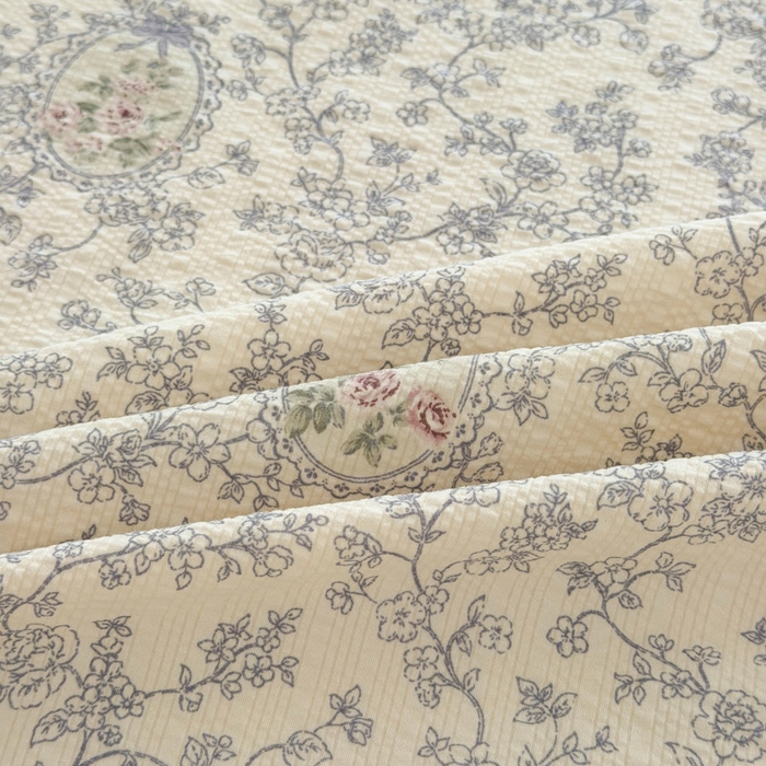 91家纺网 家纺一手货源 找家纺 贝扬思家纺 2026新款高克重泡芙纱印花款单床笠床笠单件-浅糯 CL浅糯-蕾丝花匣