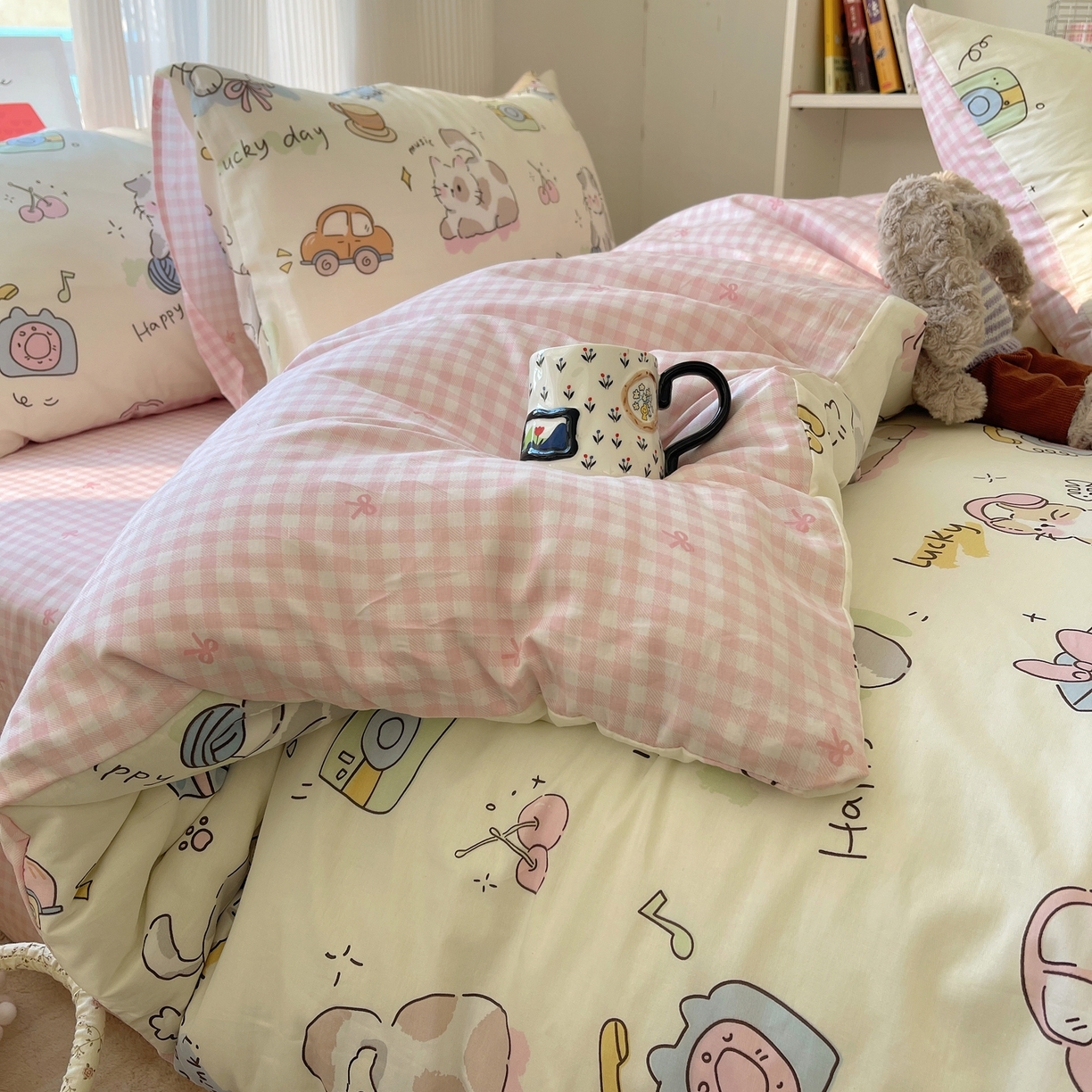 91家纺网 家纺一手货源 找家纺 （总）六巷胡同 2026新款INS减龄可爱风卡通全棉四件套（第二系列）