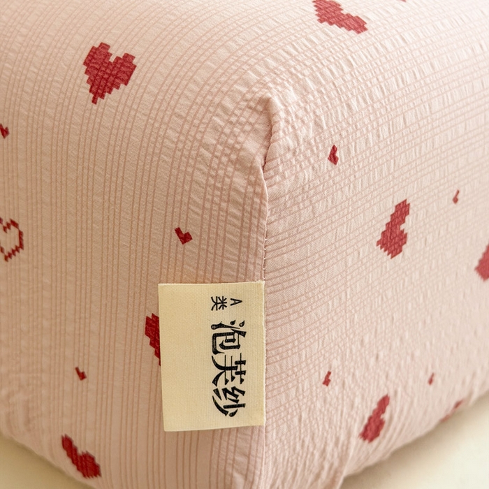 91家纺网 家纺一手货源 找家纺 贝扬思家纺 2026新款高克重泡芙纱印花款单床笠床笠单件-浅糯 CL浅糯-朦胧粉心