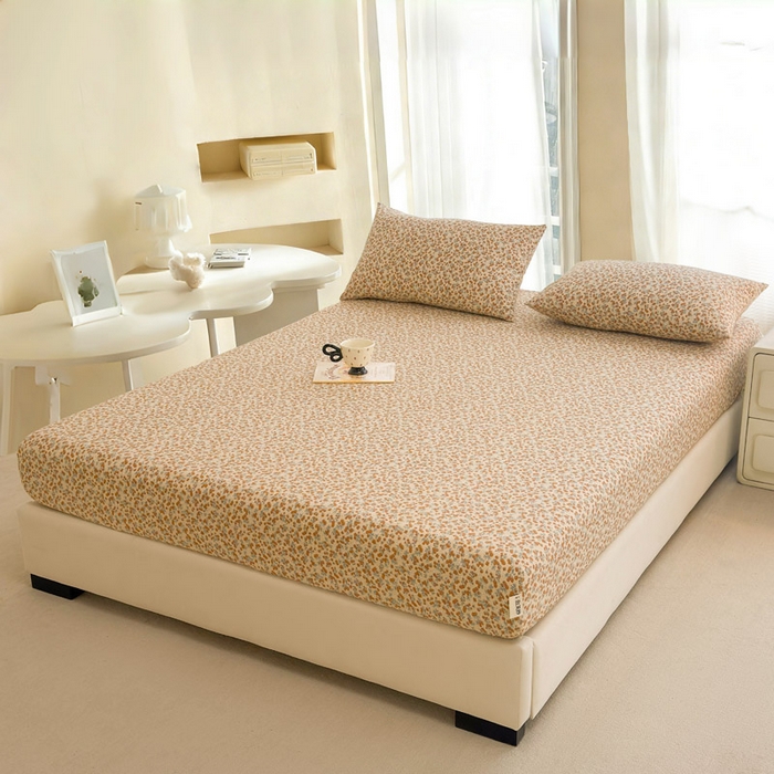 91家纺网 家纺一手货源 找家纺 贝扬思家纺 2026新款高克重泡芙纱印花款单床笠床笠单件-浅糯 CL浅糯-暖橘枝