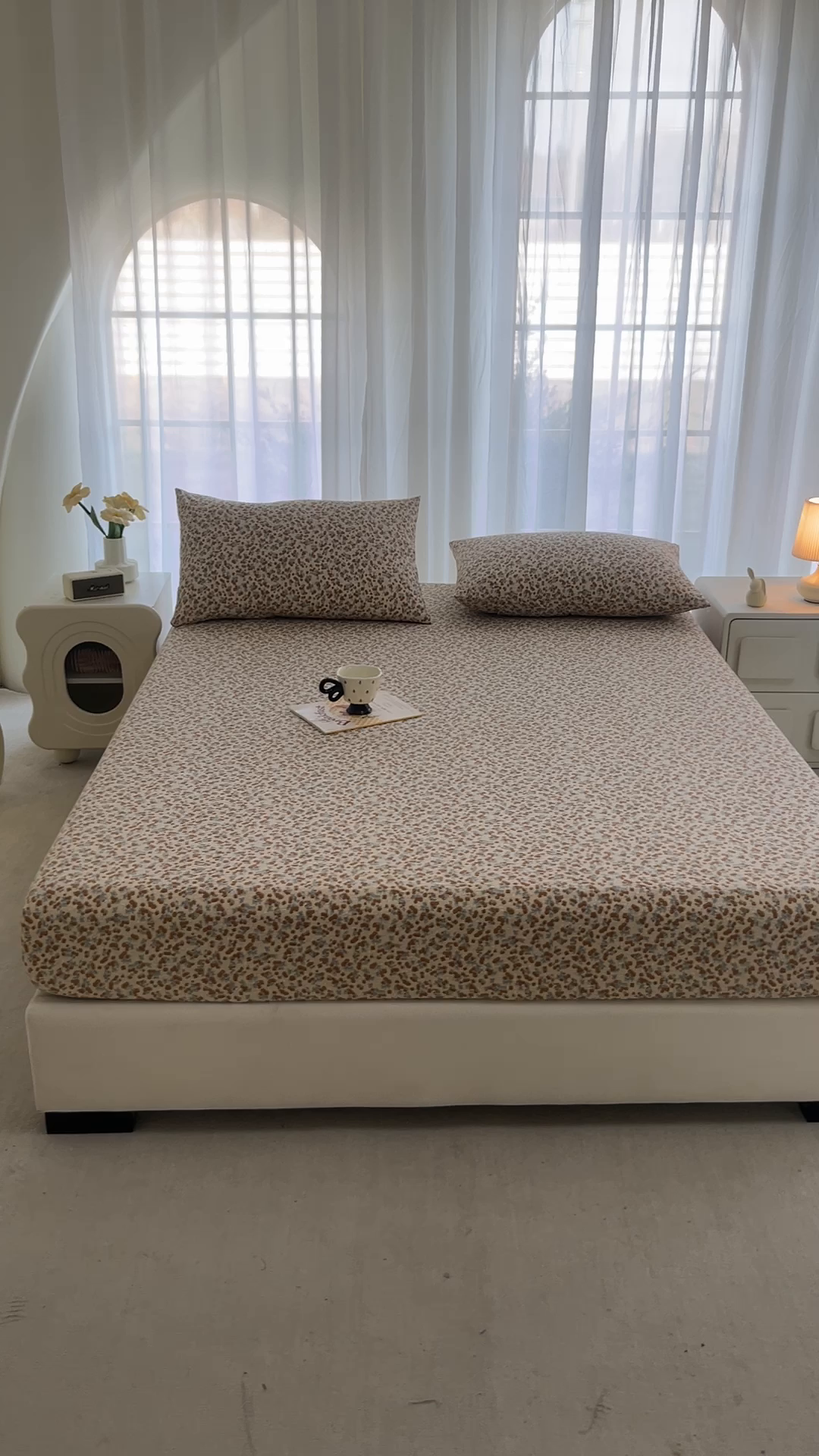 91家纺网 家纺一手货源 找家纺 贝扬思家纺 2026新款高克重泡芙纱印花款单床笠床笠单件-浅糯 CL浅糯-暖橘枝