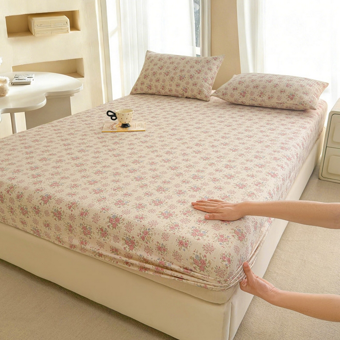 贝扬思家纺 2026新款高克重泡芙纱印花款单床笠床笠单件-浅糯 CL浅糯-日光漫游