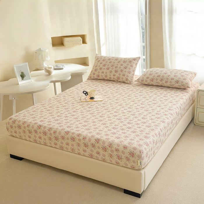 91家纺网 家纺一手货源 找家纺 贝扬思家纺 2026新款高克重泡芙纱印花款单床笠床笠单件-浅糯 CL浅糯-日光漫游