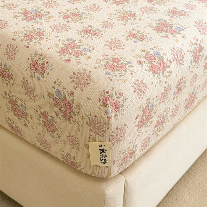 91家纺网 家纺一手货源 找家纺 贝扬思家纺 2026新款高克重泡芙纱印花款单床笠床笠单件-浅糯 CL浅糯-日光漫游