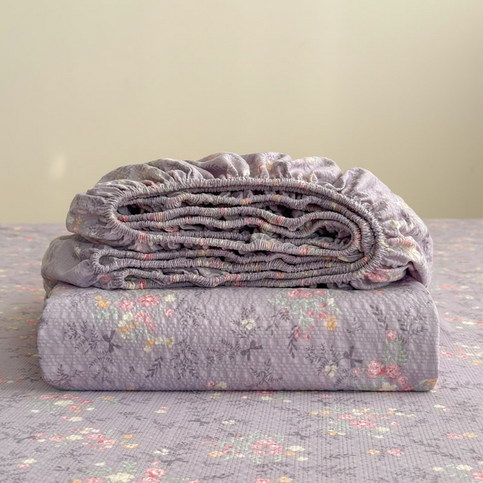 91家纺网 家纺一手货源 找家纺 贝扬思家纺 2026新款高克重泡芙纱印花款单床笠床笠单件-浅糯 CL浅糯-松间茶事