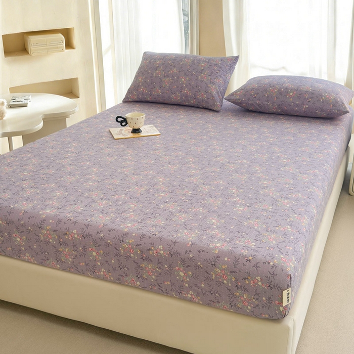 91家纺网 家纺一手货源 找家纺 贝扬思家纺 2026新款高克重泡芙纱印花款单床笠床笠单件-浅糯 CL浅糯-松间茶事