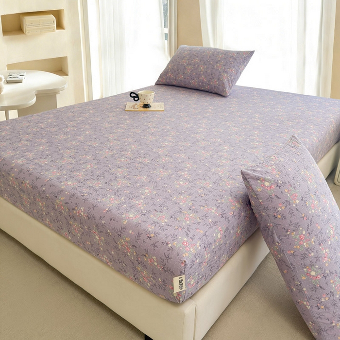 91家纺网 家纺一手货源 找家纺 贝扬思家纺 2026新款高克重泡芙纱印花款单床笠床笠单件-浅糯 CL浅糯-松间茶事