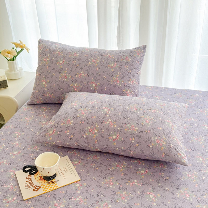 91家纺网 家纺一手货源 找家纺 贝扬思家纺 2026新款高克重泡芙纱印花款单床笠床笠单件-浅糯 CL浅糯-松间茶事